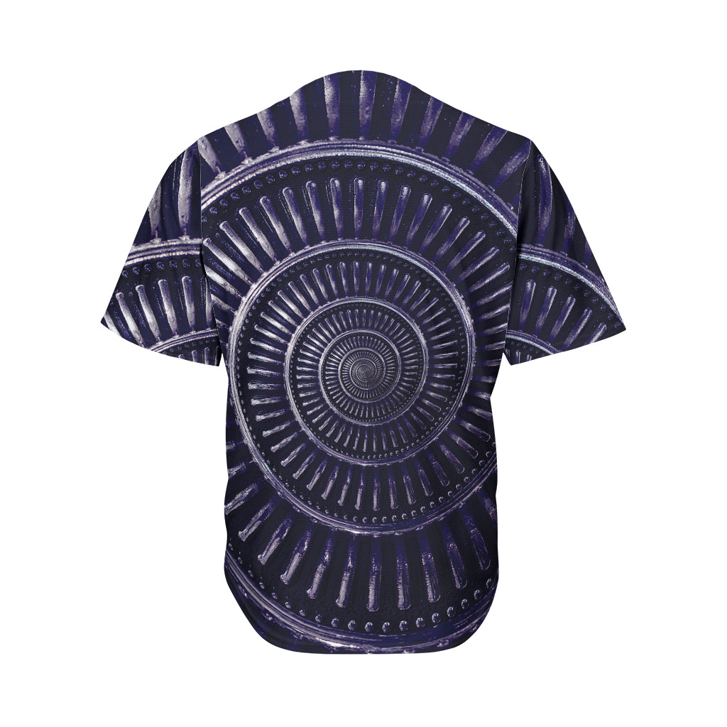 Dark Navy Metal Spiral Print Men's Baseball Jersey
