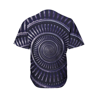 Dark Navy Metal Spiral Print Men's Baseball Jersey