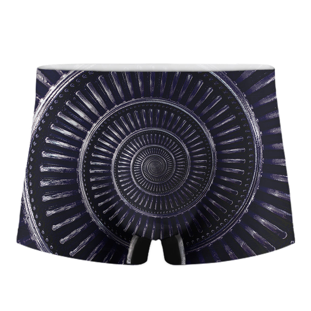 Dark Navy Metal Spiral Print Men's Boxer Briefs