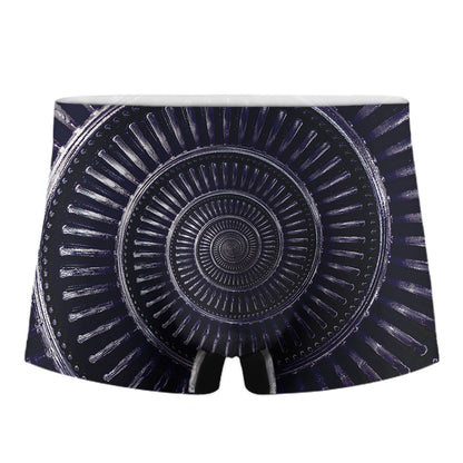 Dark Navy Metal Spiral Print Men's Boxer Briefs