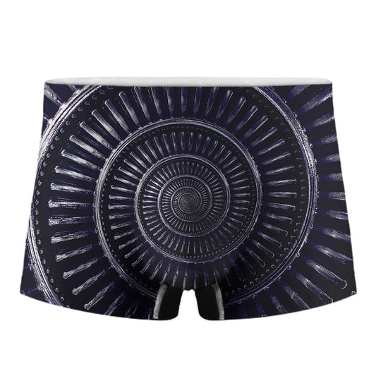 Dark Navy Metal Spiral Print Men's Boxer Briefs