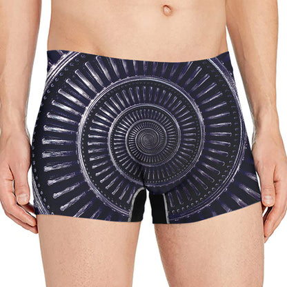Dark Navy Metal Spiral Print Men's Boxer Briefs