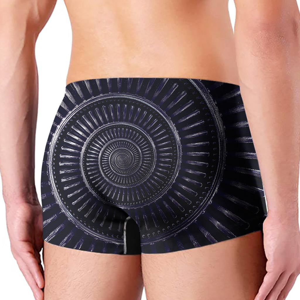 Dark Navy Metal Spiral Print Men's Boxer Briefs