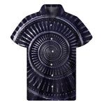 Dark Navy Metal Spiral Print Men's Short Sleeve Shirt