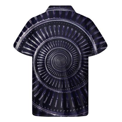 Dark Navy Metal Spiral Print Men's Short Sleeve Shirt