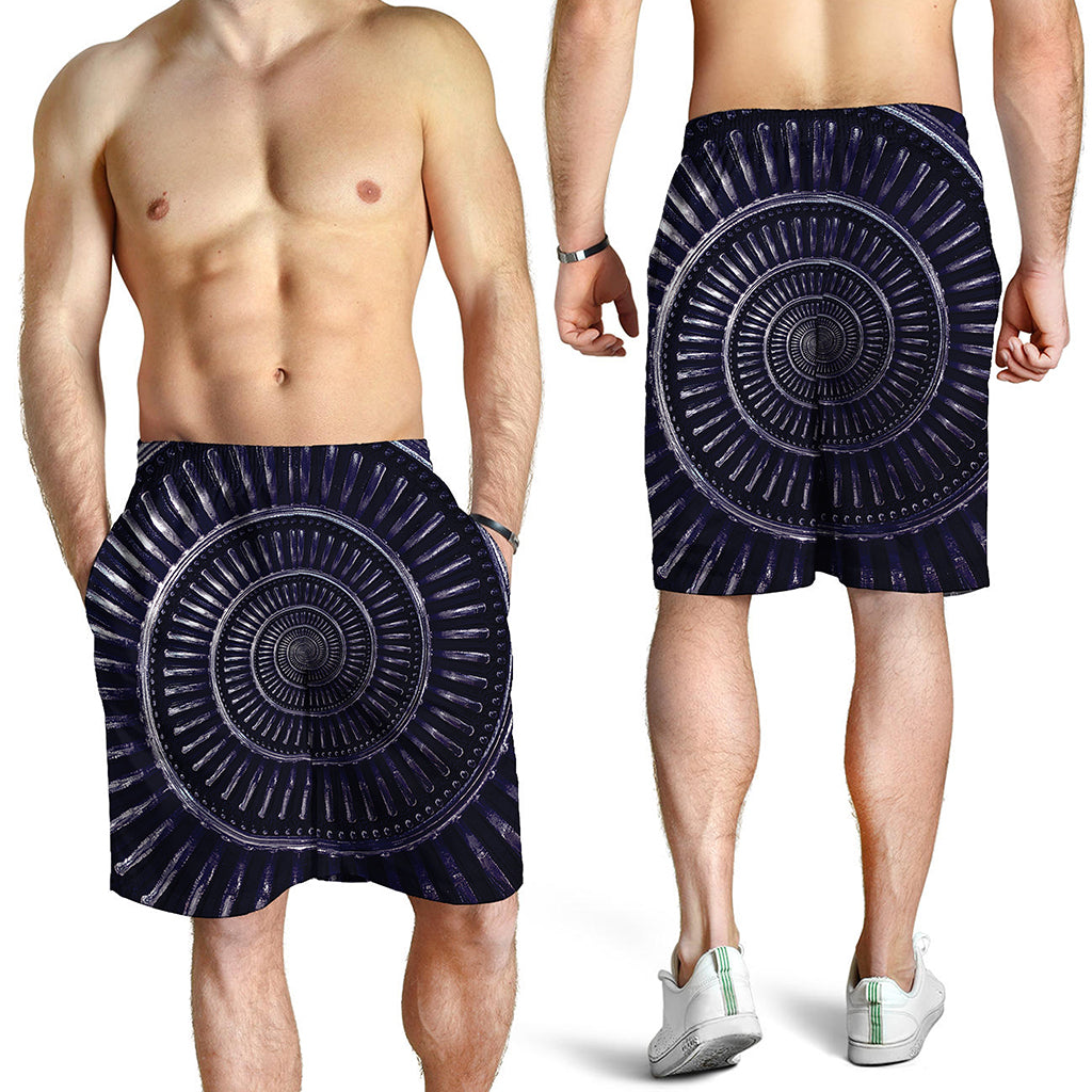 Dark Navy Metal Spiral Print Men's Shorts