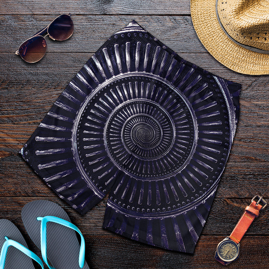 Dark Navy Metal Spiral Print Men's Shorts