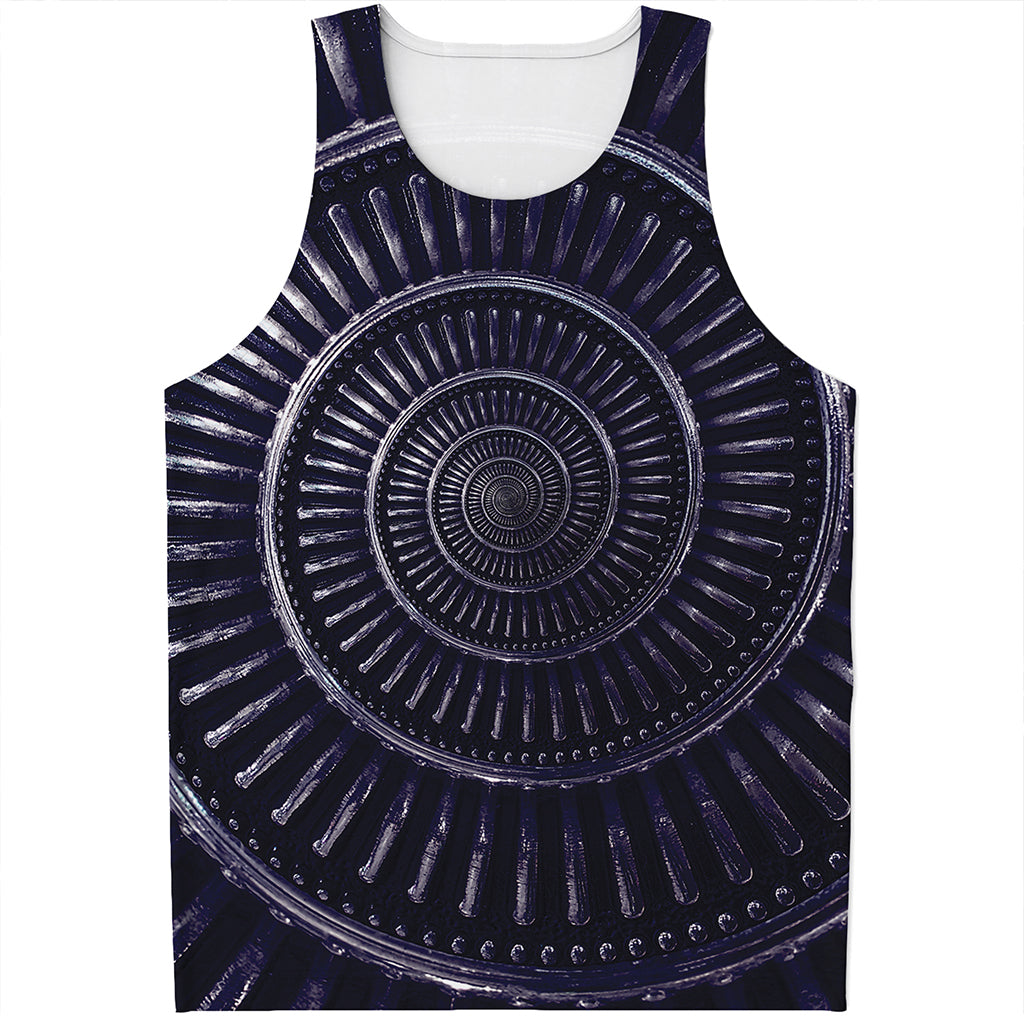 Dark Navy Metal Spiral Print Men's Tank Top