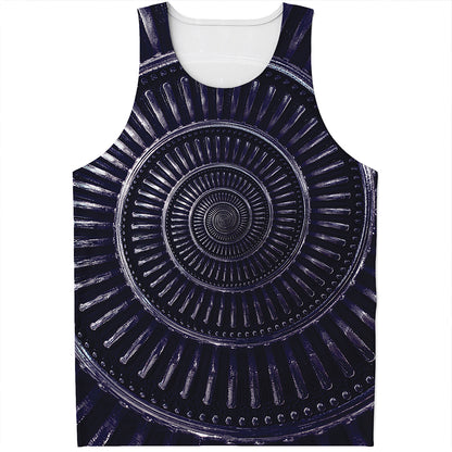 Dark Navy Metal Spiral Print Men's Tank Top