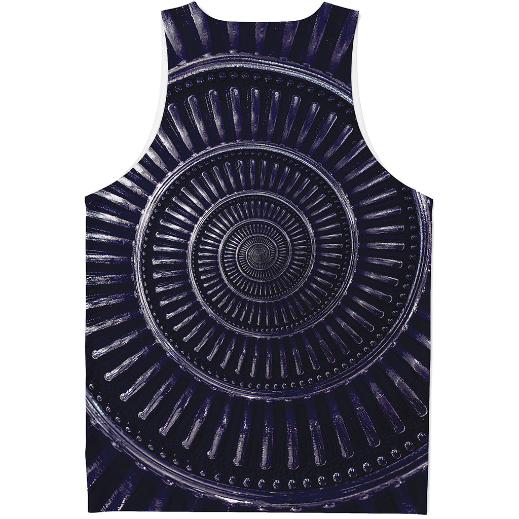 Dark Navy Metal Spiral Print Men's Tank Top