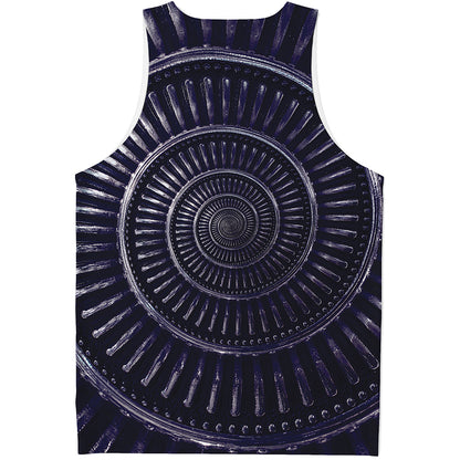 Dark Navy Metal Spiral Print Men's Tank Top