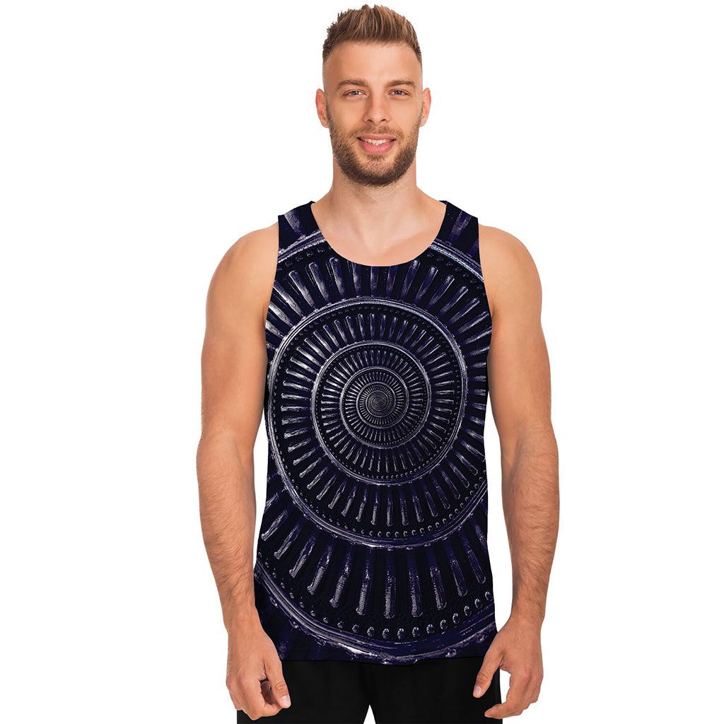 Dark Navy Metal Spiral Print Men's Tank Top