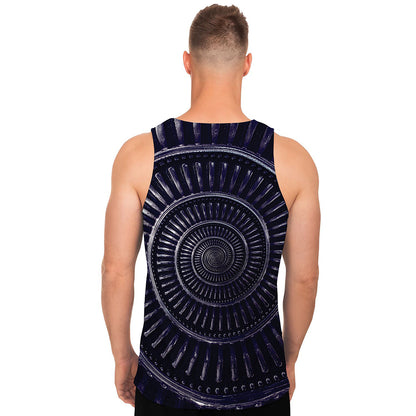 Dark Navy Metal Spiral Print Men's Tank Top