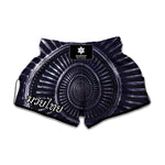Dark Navy Metal Spiral Print Muay Thai Boxing Shorts