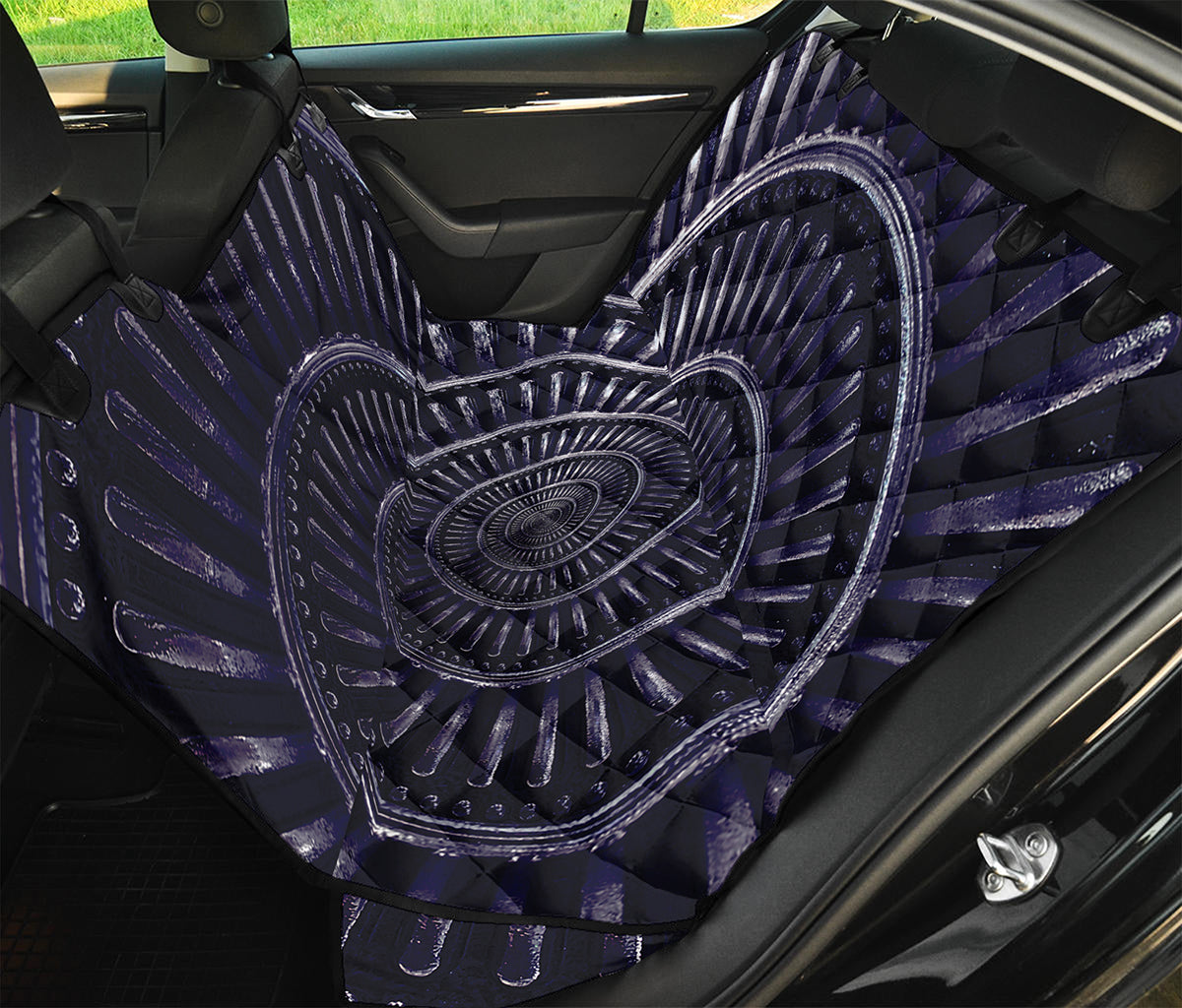 Dark Navy Metal Spiral Print Pet Car Back Seat Cover