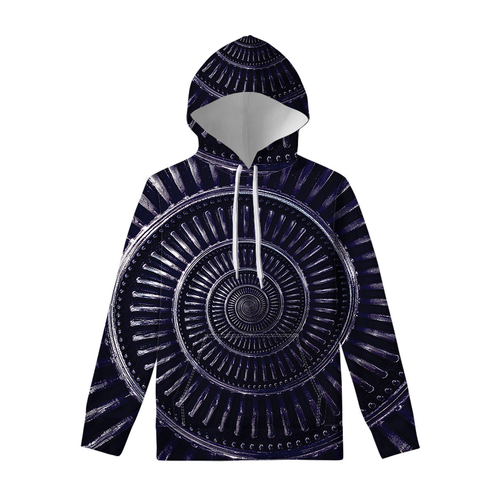 Dark Navy Metal Spiral Print Pullover Hoodie