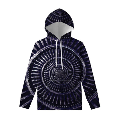 Dark Navy Metal Spiral Print Pullover Hoodie