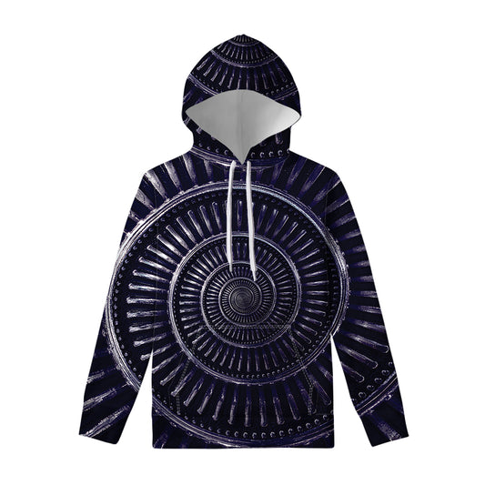 Dark Navy Metal Spiral Print Pullover Hoodie