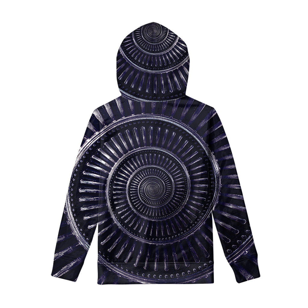 Dark Navy Metal Spiral Print Pullover Hoodie