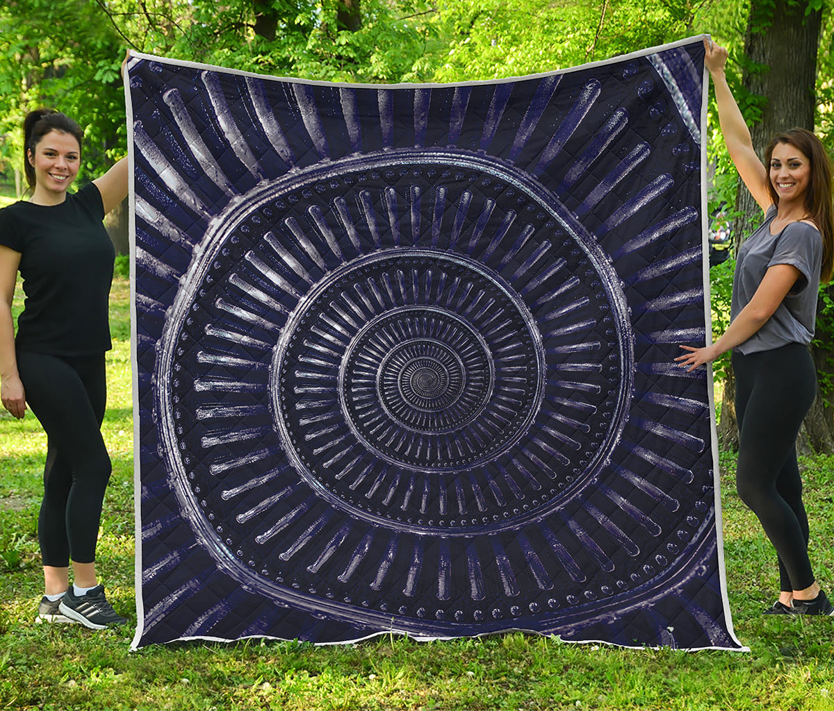 Dark Navy Metal Spiral Print Quilt