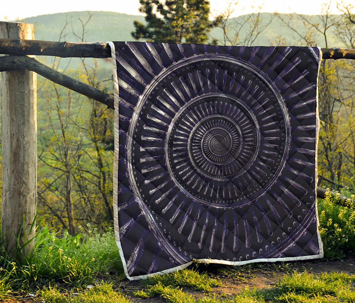 Dark Navy Metal Spiral Print Quilt