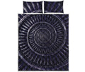 Dark Navy Metal Spiral Print Quilt Bed Set