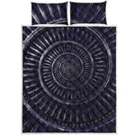 Dark Navy Metal Spiral Print Quilt Bed Set