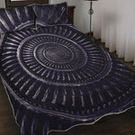 Dark Navy Metal Spiral Print Quilt Bed Set