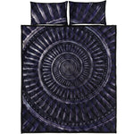 Dark Navy Metal Spiral Print Quilt Bed Set