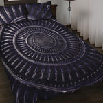 Dark Navy Metal Spiral Print Quilt Bed Set