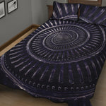 Dark Navy Metal Spiral Print Quilt Bed Set