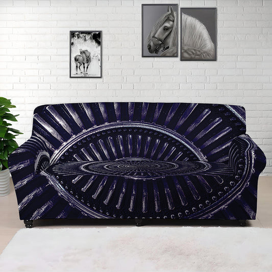 Dark Navy Metal Spiral Print Sofa Cover