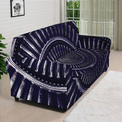Dark Navy Metal Spiral Print Sofa Cover