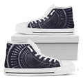 Dark Navy Metal Spiral Print White High Top Sneakers