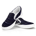 Dark Navy Metal Spiral Print White Slip On Sneakers