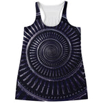Dark Navy Metal Spiral Print Women's Racerback Tank Top