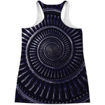 Dark Navy Metal Spiral Print Women's Racerback Tank Top
