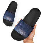 Dark Nebula Universe Galaxy Space Print Black Slide Sandals