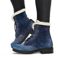 Dark Nebula Universe Galaxy Space Print Faux Fur Leather Boots