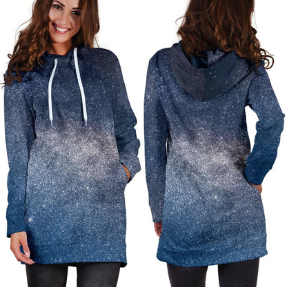Dark Nebula Universe Galaxy Space Print Hoodie Dress GearFrost