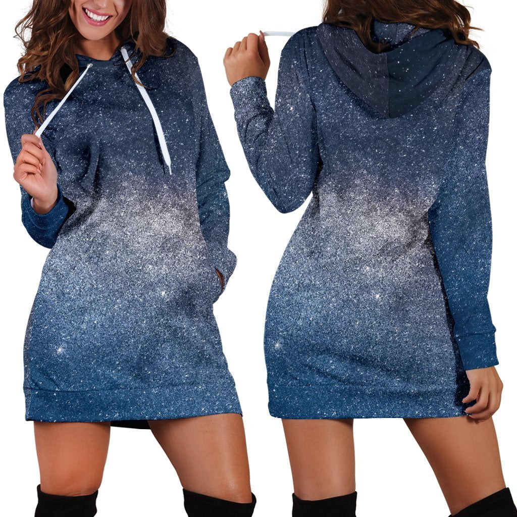Dark Nebula Universe Galaxy Space Print Hoodie Dress GearFrost