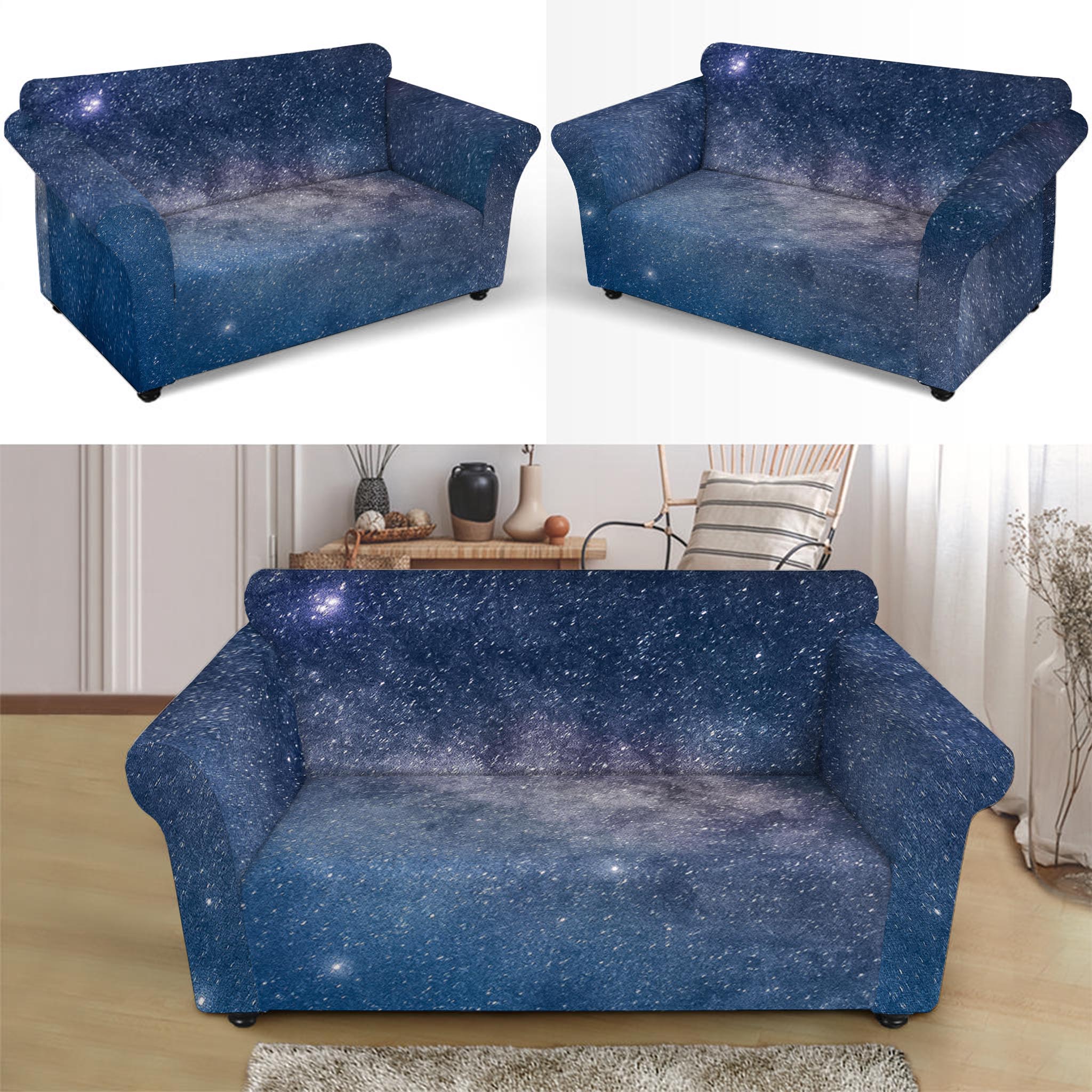 Dark Nebula Universe Galaxy Space Print Loveseat Slipcover