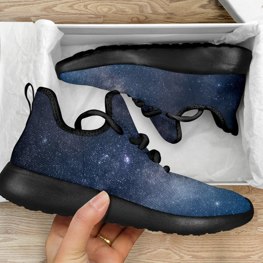 Dark Nebula Universe Galaxy Space Print Mesh Knit Shoes GearFrost