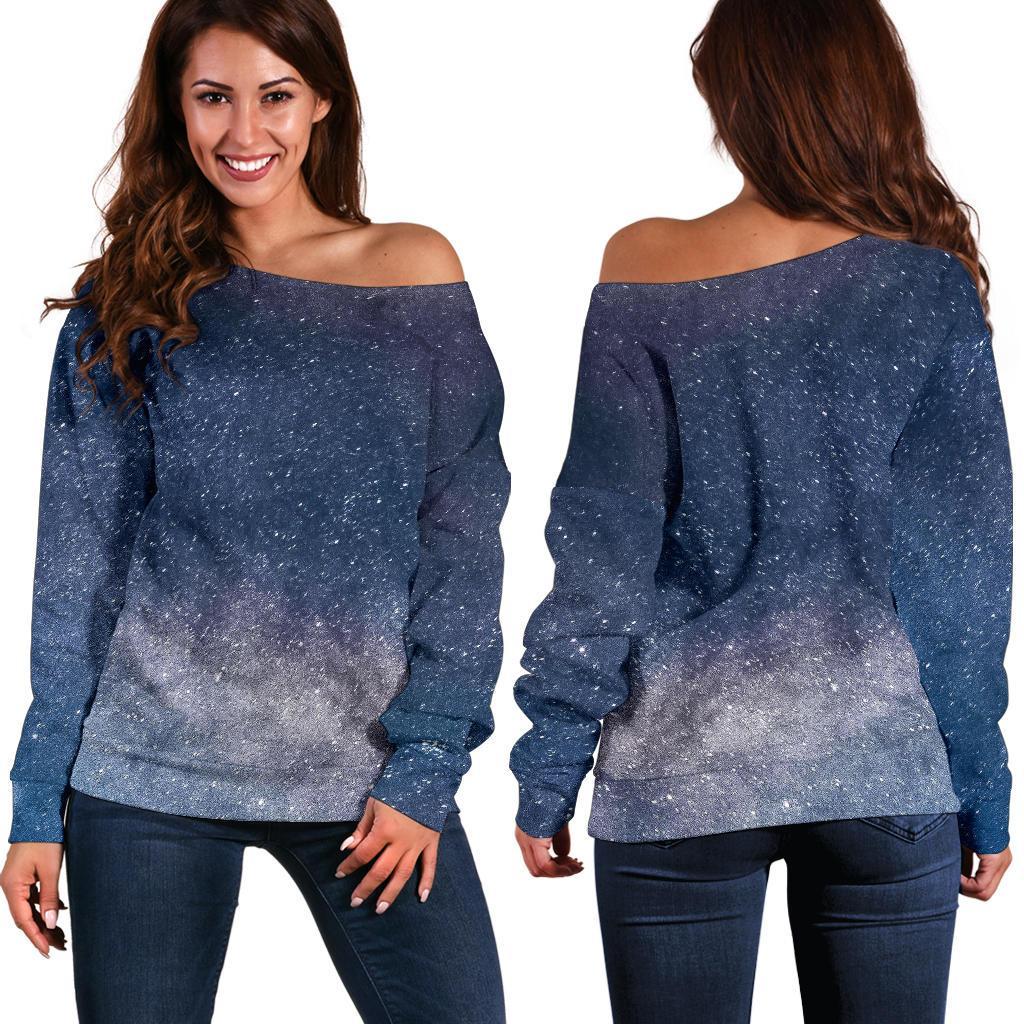 Dark Nebula Universe Galaxy Space Print Off Shoulder Sweatshirt GearFrost