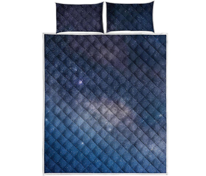 Dark Nebula Universe Galaxy Space Print Quilt Bed Set