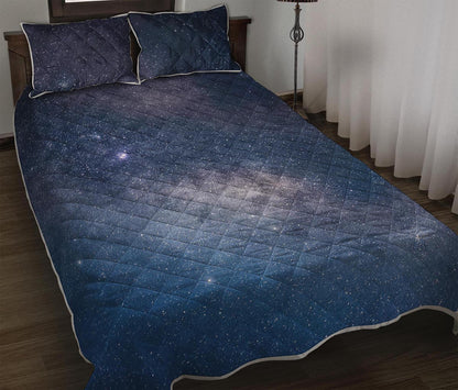 Dark Nebula Universe Galaxy Space Print Quilt Bed Set
