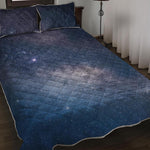 Dark Nebula Universe Galaxy Space Print Quilt Bed Set