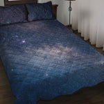 Dark Nebula Universe Galaxy Space Print Quilt Bed Set