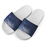 Dark Nebula Universe Galaxy Space Print White Slide Sandals