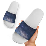 Dark Nebula Universe Galaxy Space Print White Slide Sandals